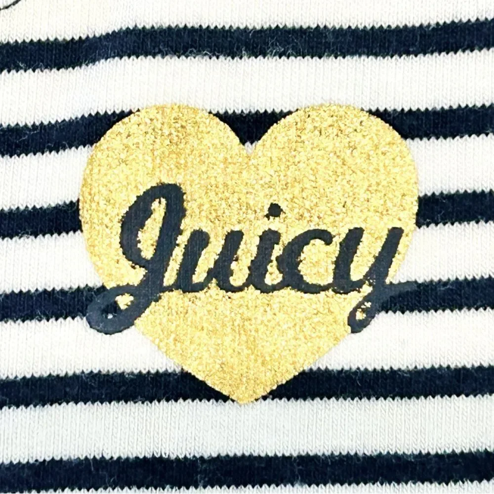 Juicy Couture Bundle of 2 Girls Striped Dress Sz 6 and Black Velour Jacket Sz 6
